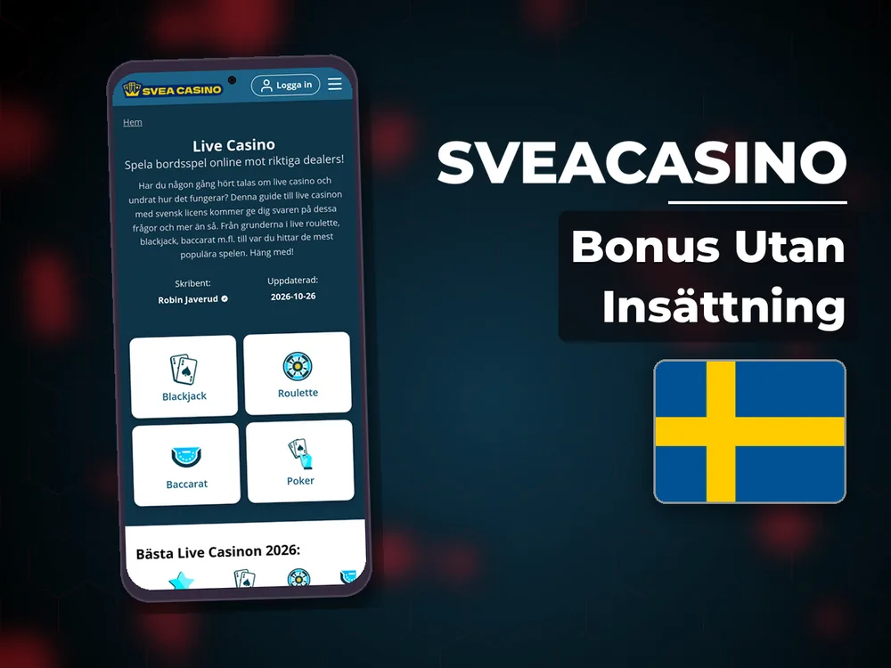 SveaCasino - Bonus Utan Insättning